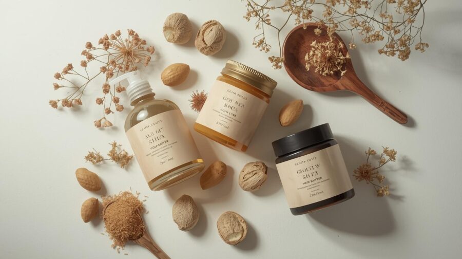 Stitch the Dream organic shea butter collection for glowing skin and healthy hair, organic cosmetics, natural skincare UAE, shea butter benefits, chemical-free beauty, eco-friendly cosmetics, Stitch the Dream products, natural hair growth butter, African shea butter